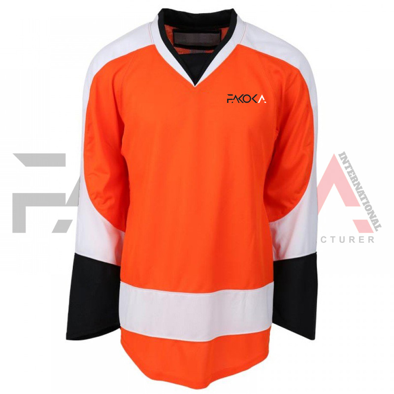 orange and black hockey jersey