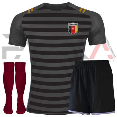 Grey Black Soccer Uniforms